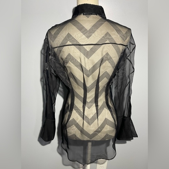 Zara Black Sheer Button Down Shirt - Picture 4 of 13